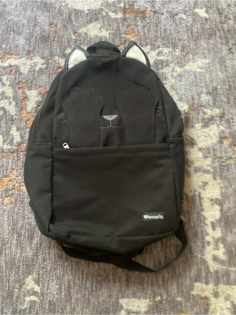 Loungefly Black Cat Face Backpack with Ear Accent